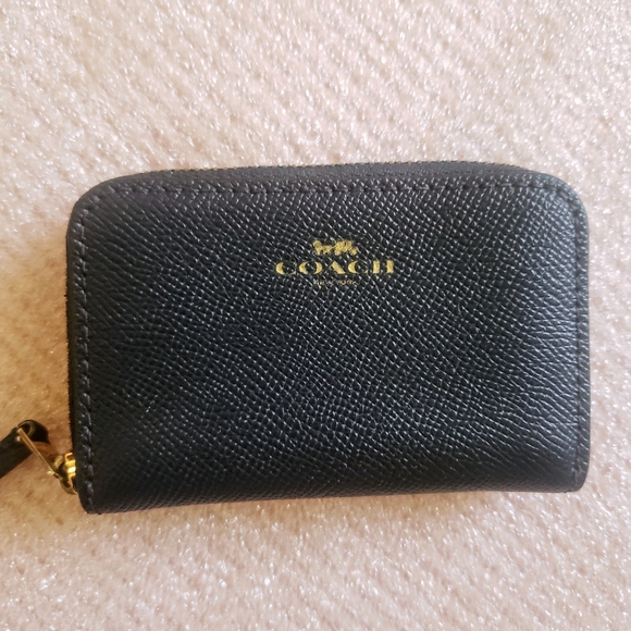 SOLD - COACH Zip Around Leather Coin / Card Case Mini Wallet - Blue - Picture 3 of 8